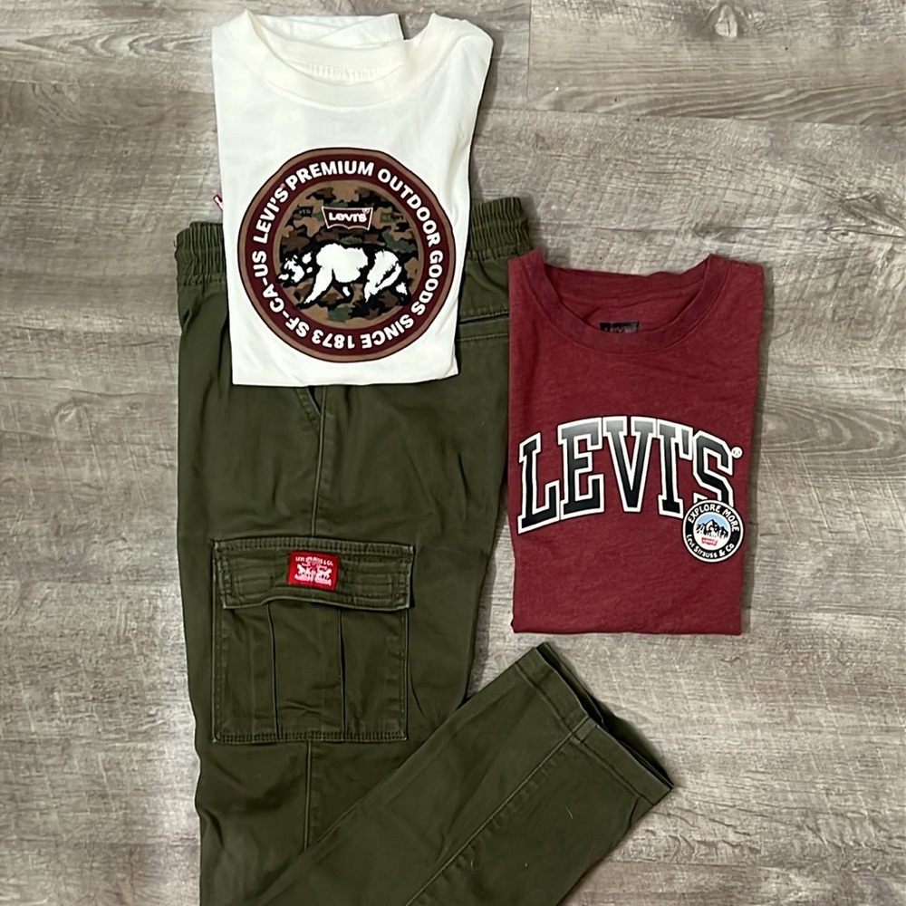 Boys Levi’s Cargo Pant Shirt Set of 3 Sz 10/12